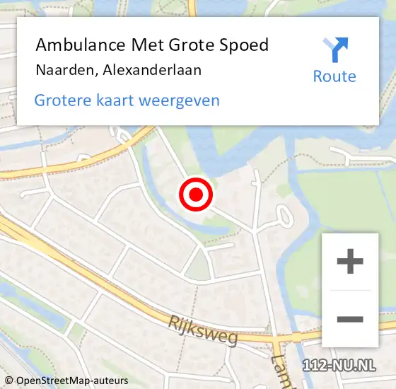 Locatie op kaart van de 112 melding: Ambulance Met Grote Spoed Naar Naarden, Alexanderlaan op 27 november 2013 21:32