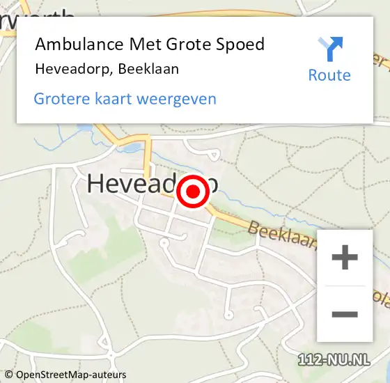 Locatie op kaart van de 112 melding: Ambulance Met Grote Spoed Naar Heveadorp, Beeklaan op 24 november 2015 04:06