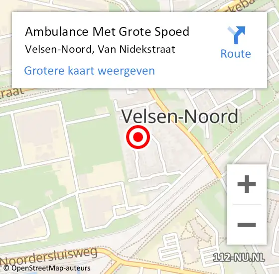 Locatie op kaart van de 112 melding: Ambulance Met Grote Spoed Naar Velsen-Noord, Van Nidekstraat op 24 november 2015 04:34