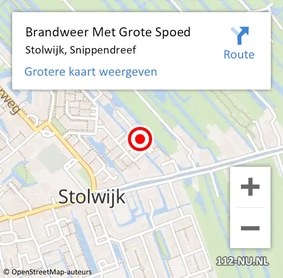 Locatie op kaart van de 112 melding: Brandweer Met Grote Spoed Naar Stolwijk, Snippendreef op 24 november 2015 07:02