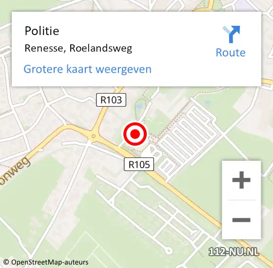 Locatie op kaart van de 112 melding: Politie Renesse, Roelandsweg op 24 november 2015 08:04