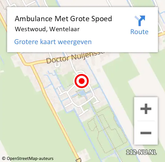 Locatie op kaart van de 112 melding: Ambulance Met Grote Spoed Naar Westwoud, Wentelaar op 24 november 2015 09:17