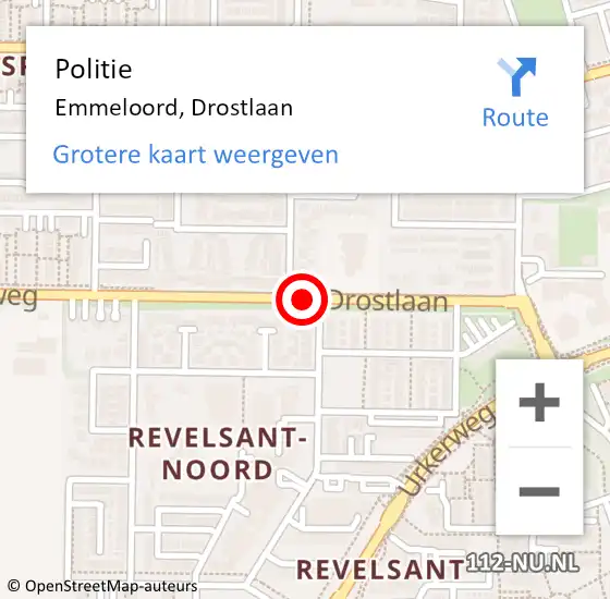 Locatie op kaart van de 112 melding: Politie Emmeloord, Drostlaan op 24 november 2015 10:42