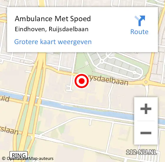 Locatie op kaart van de 112 melding: Ambulance Met Spoed Naar Eindhoven, Ruijsdaelbaan op 24 november 2015 11:52