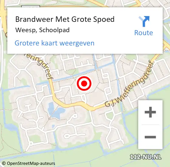 Locatie op kaart van de 112 melding: Brandweer Met Grote Spoed Naar Weesp, Schoolpad op 27 november 2013 22:46