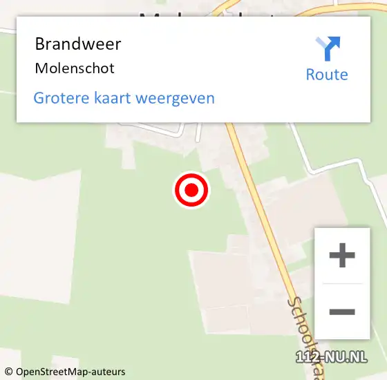 Locatie op kaart van de 112 melding: Brandweer Molenschot op 24 november 2015 12:44