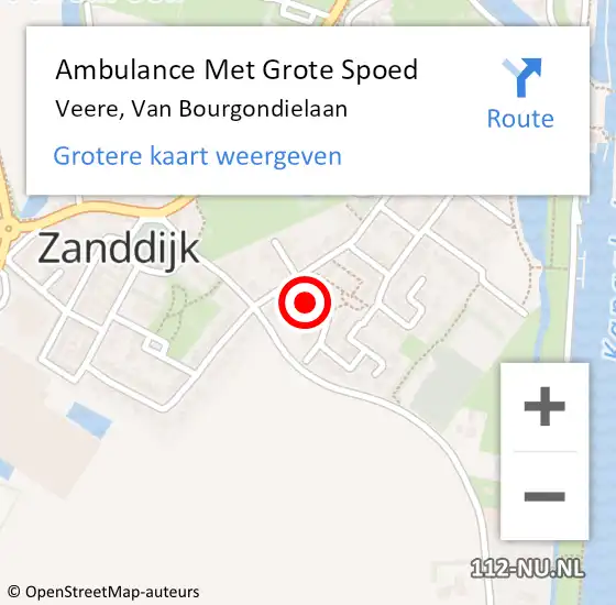 Locatie op kaart van de 112 melding: Ambulance Met Grote Spoed Naar Veere, Van Bourgondielaan op 24 november 2015 13:11