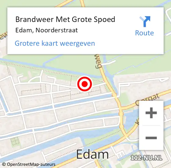 Locatie op kaart van de 112 melding: Brandweer Met Grote Spoed Naar Edam, Noorderstraat op 24 november 2015 13:39