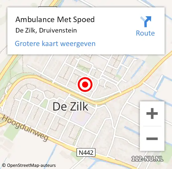 Locatie op kaart van de 112 melding: Ambulance Met Spoed Naar De Zilk, Druivenstein op 24 november 2015 14:56