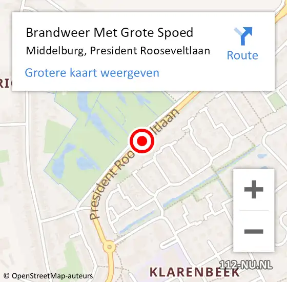 Locatie op kaart van de 112 melding: Brandweer Met Grote Spoed Naar Middelburg, President Rooseveltlaan op 24 november 2015 14:59