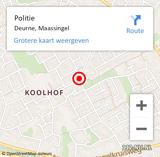 Locatie op kaart van de 112 melding: Politie Deurne, Maassingel op 24 november 2015 16:31