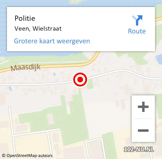 Locatie op kaart van de 112 melding: Politie Veen, Wielstraat op 24 november 2015 16:35