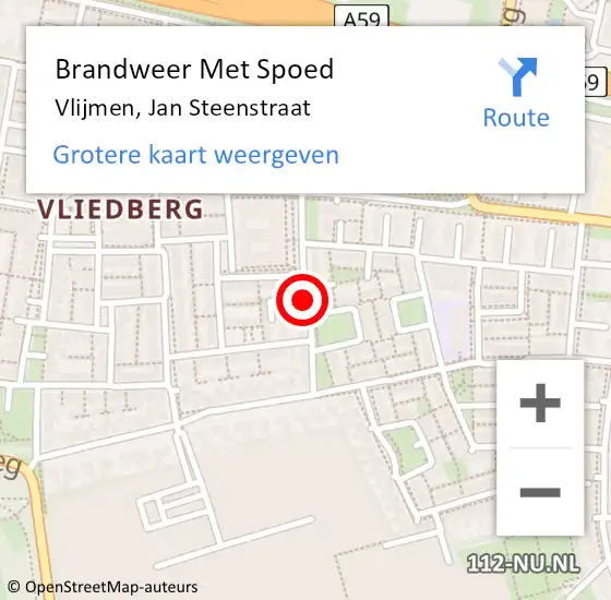 Locatie op kaart van de 112 melding: Brandweer Met Spoed Naar Vlijmen, Jan Steenstraat op 24 november 2015 16:36