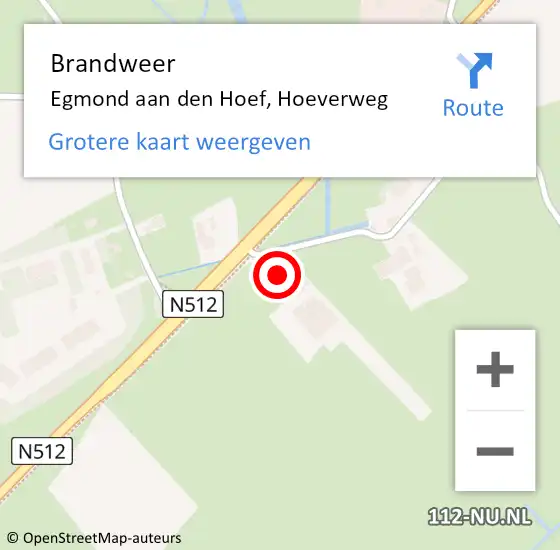 Locatie op kaart van de 112 melding: Brandweer Egmond aan den Hoef, Hoeverweg op 24 november 2015 16:51