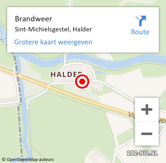 Locatie op kaart van de 112 melding: Brandweer Sint-Michielsgestel, Halder op 24 november 2015 17:33