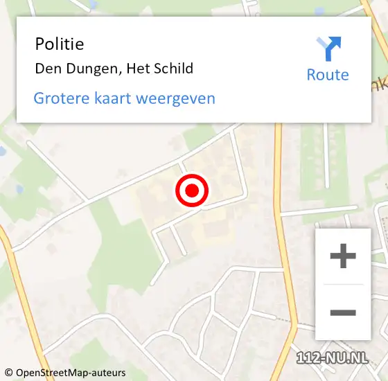 Locatie op kaart van de 112 melding: Politie Den Dungen, Het Schild op 24 november 2015 17:34