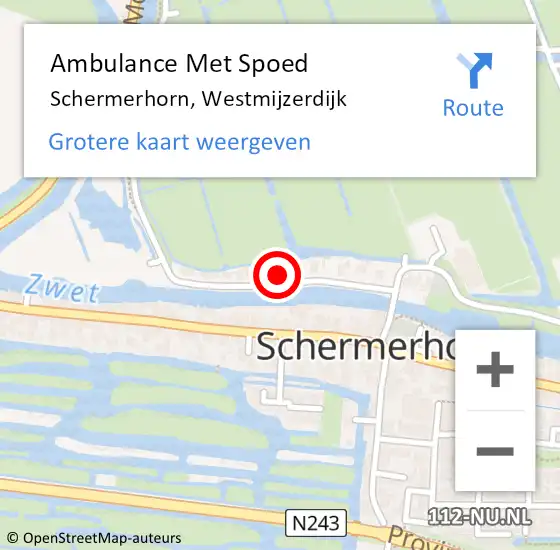 Locatie op kaart van de 112 melding: Ambulance Met Spoed Naar Schermerhorn, Westmijzerdijk op 27 november 2013 23:52