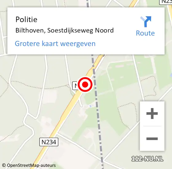 Locatie op kaart van de 112 melding: Politie Bilthoven, Soestdijkseweg Noord op 24 november 2015 18:21