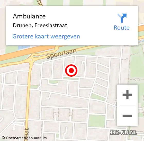 Locatie op kaart van de 112 melding: Ambulance Drunen, Freesiastraat op 24 november 2015 19:07