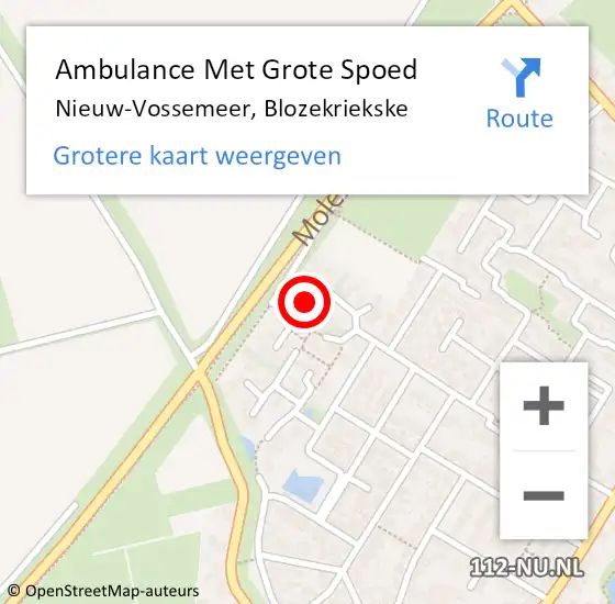 Locatie op kaart van de 112 melding: Ambulance Met Grote Spoed Naar Nieuw-Vossemeer, Blozekriekske op 24 november 2015 20:46