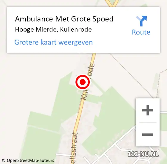 Locatie op kaart van de 112 melding: Ambulance Met Grote Spoed Naar Hooge Mierde, Kuilenrode op 24 november 2015 21:57