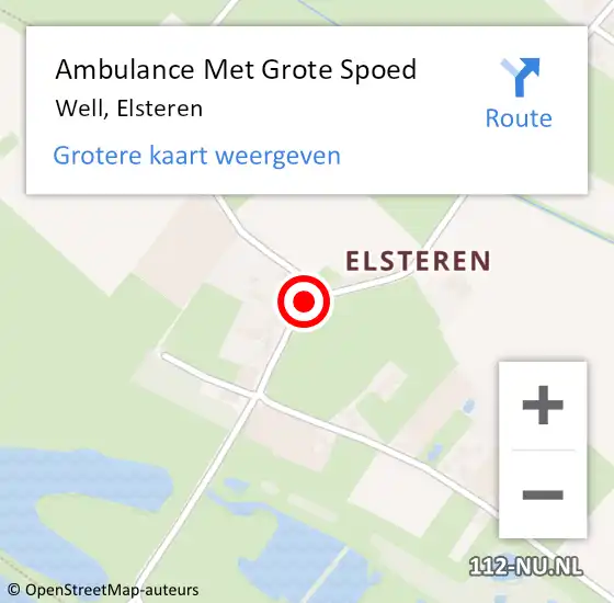 Locatie op kaart van de 112 melding: Ambulance Met Grote Spoed Naar Well, Elsteren op 24 november 2015 22:12