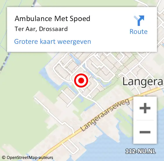 Locatie op kaart van de 112 melding: Ambulance Met Spoed Naar Ter Aar, Drossaard op 24 november 2015 22:53