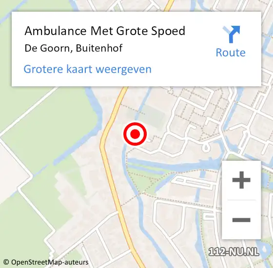 Locatie op kaart van de 112 melding: Ambulance Met Grote Spoed Naar De Goorn, Buitenhof op 24 november 2015 22:56