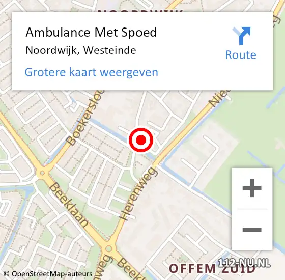 Locatie op kaart van de 112 melding: Ambulance Met Spoed Naar Noordwijk, Westeinde op 24 november 2015 23:18