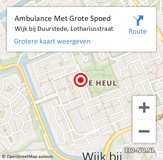 Locatie op kaart van de 112 melding: Ambulance Met Grote Spoed Naar Wijk bij Duurstede, Lothariusstraat op 24 november 2015 23:59