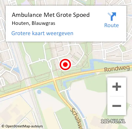 Locatie op kaart van de 112 melding: Ambulance Met Grote Spoed Naar Houten, Blauwgras op 25 november 2015 00:45