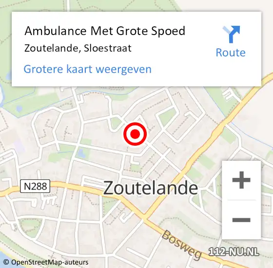 Locatie op kaart van de 112 melding: Ambulance Met Grote Spoed Naar Zoutelande, Sloestraat op 25 november 2015 01:35