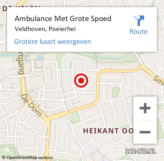 Locatie op kaart van de 112 melding: Ambulance Met Grote Spoed Naar Veldhoven, Poeierhei op 25 november 2015 02:08