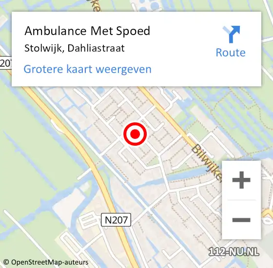 Locatie op kaart van de 112 melding: Ambulance Met Spoed Naar Stolwijk, Dahliastraat op 25 november 2015 03:50