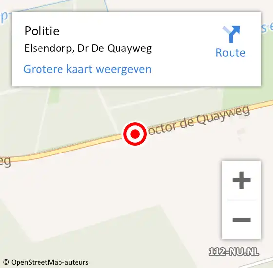 Locatie op kaart van de 112 melding: Politie Elsendorp, Dr De Quayweg op 25 november 2015 03:55