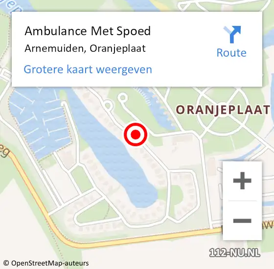 Locatie op kaart van de 112 melding: Ambulance Met Spoed Naar Arnemuiden, Oranjeplaat op 25 november 2015 06:53