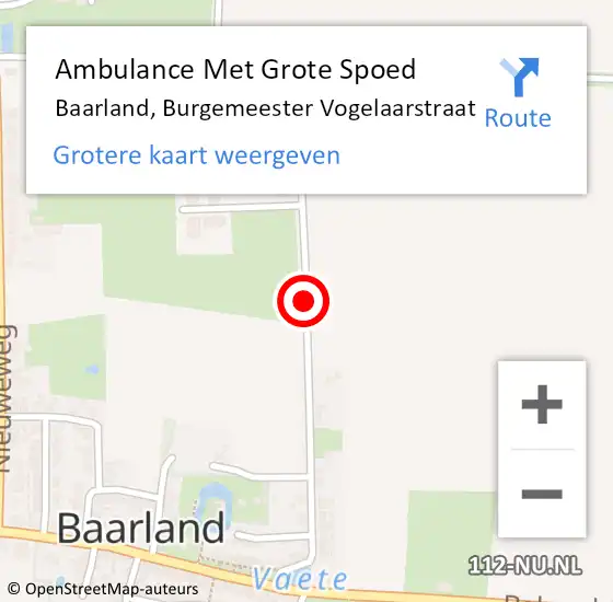 Locatie op kaart van de 112 melding: Ambulance Met Grote Spoed Naar Baarland, Burgemeester Vogelaarstraat op 25 november 2015 08:27