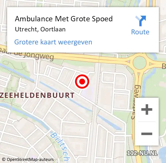 Locatie op kaart van de 112 melding: Ambulance Met Grote Spoed Naar Utrecht, Oortlaan op 28 november 2013 02:22