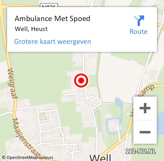 Locatie op kaart van de 112 melding: Ambulance Met Spoed Naar Well, Heust op 28 november 2013 02:43