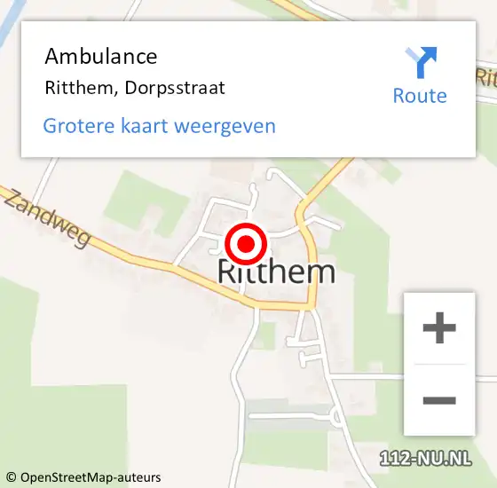 Locatie op kaart van de 112 melding: Ambulance Ritthem, Dorpsstraat op 25 november 2015 11:23