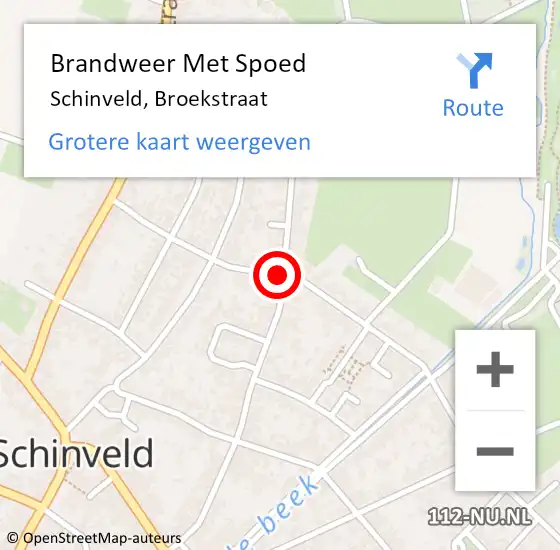 Locatie op kaart van de 112 melding: Brandweer Met Spoed Naar Schinveld, Broekstraat op 25 november 2015 11:27