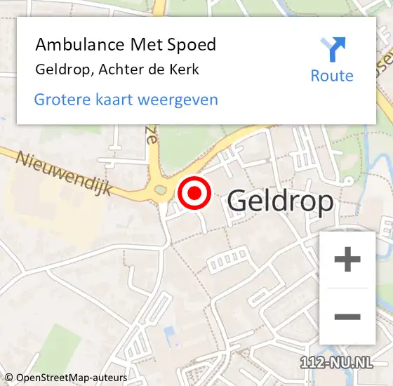 Locatie op kaart van de 112 melding: Ambulance Met Spoed Naar Geldrop, Achter de Kerk op 25 november 2015 11:45