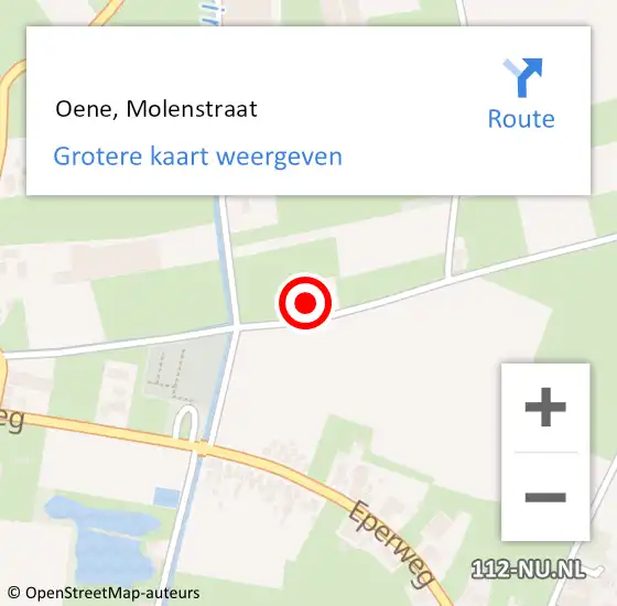 Locatie op kaart van de 112 melding:  Oene, Molenstraat op 25 november 2015 12:31