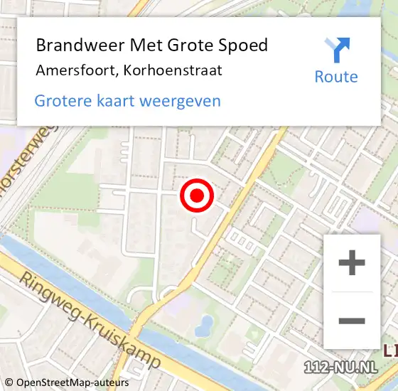 Locatie op kaart van de 112 melding: Brandweer Met Grote Spoed Naar Amersfoort, Korhoenstraat op 25 november 2015 12:56