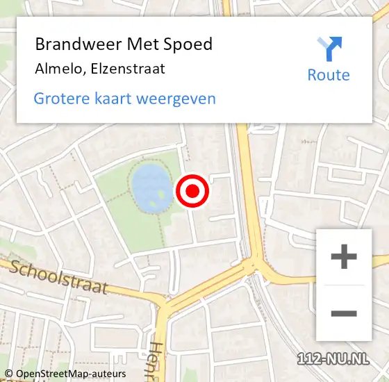 Locatie op kaart van de 112 melding: Brandweer Met Spoed Naar Almelo, Elzenstraat op 25 november 2015 13:41