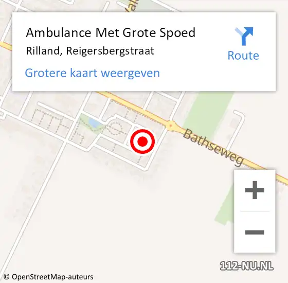 Locatie op kaart van de 112 melding: Ambulance Met Grote Spoed Naar Rilland, Reigersbergstraat op 28 november 2013 05:09