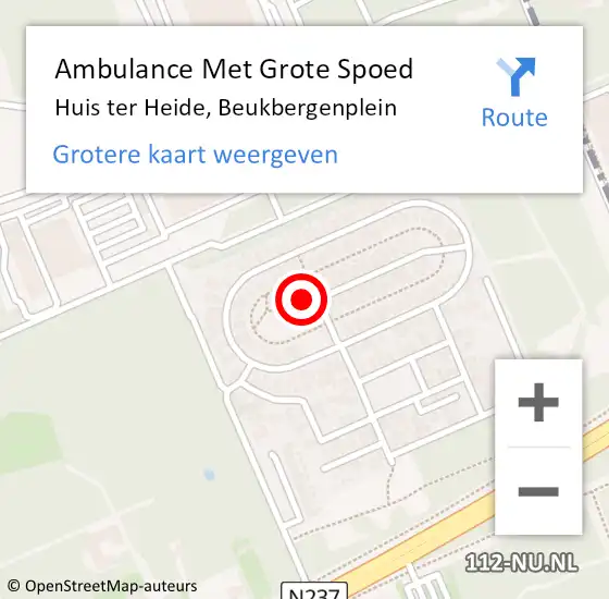 Locatie op kaart van de 112 melding: Ambulance Met Grote Spoed Naar Huis ter Heide, Beukbergenplein op 25 november 2015 16:16