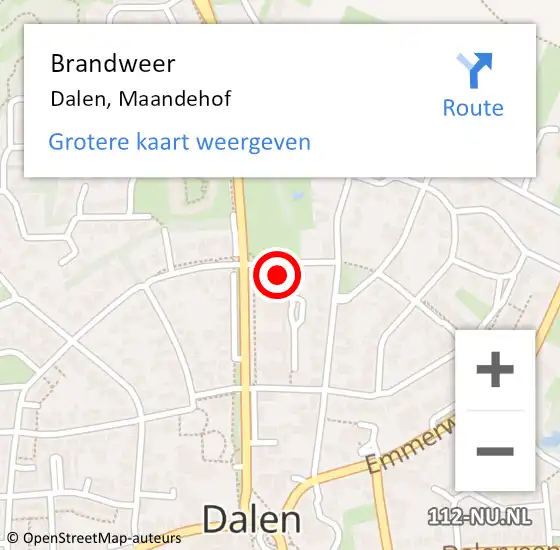 Locatie op kaart van de 112 melding: Brandweer Dalen, Maandehof op 25 november 2015 17:10