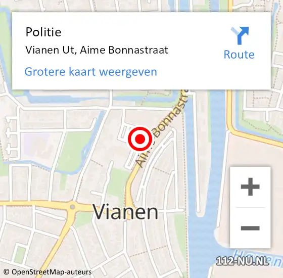 Locatie op kaart van de 112 melding: Politie Vianen Ut, Aime Bonnastraat op 25 november 2015 17:15