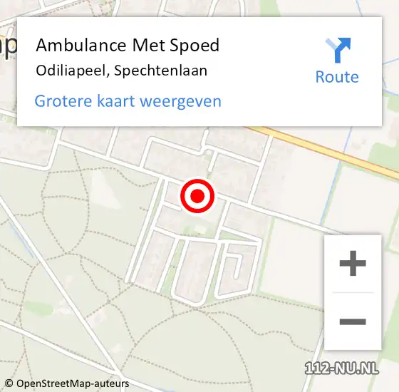 Locatie op kaart van de 112 melding: Ambulance Met Spoed Naar Odiliapeel, Spechtenlaan op 25 november 2015 17:18